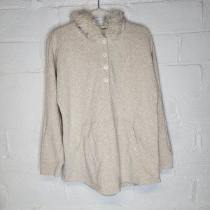 Soft Surroundings Women's Large Pullover Hoodie Sweatshirt Tan Faux Fur